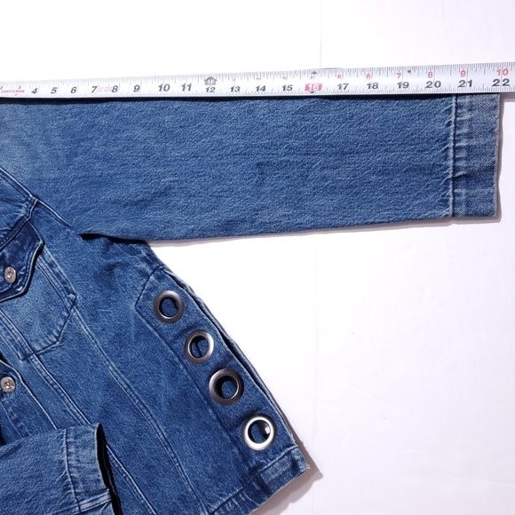 3x1 Hollow Denim Jean Jacket Blue Women's Size Medium Dita Grommets Slouchy - Picture 7 of 13